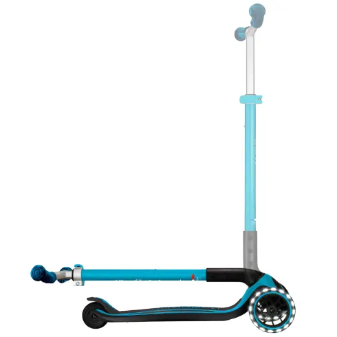 Monopattino per Bambini a 3 Ruote Celeste Regolabile con Luci LED