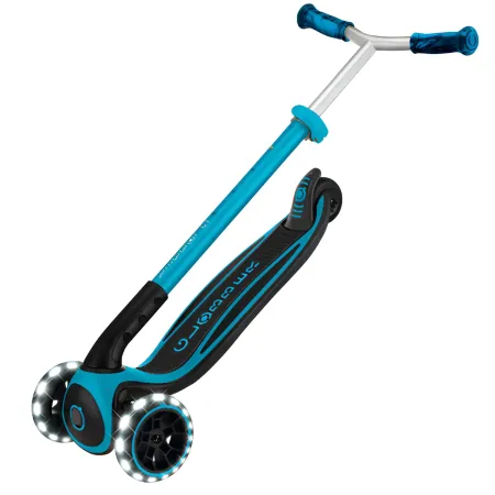 Monopattino per Bambini a 3 Ruote Celeste Regolabile con Luci LED