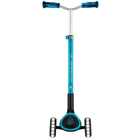 Monopattino per Bambini a 3 Ruote Celeste Regolabile con Luci LED