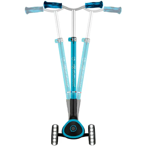 Monopattino per Bambini a 3 Ruote Celeste Regolabile con Luci LED