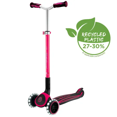 Monopattino per Bambini a 3 Ruote Fucsia Regolabile con Luci LED