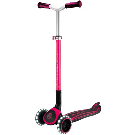 Monopattino per Bambini a 3 Ruote Fucsia Regolabile con Luci LED