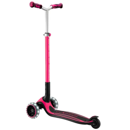 Monopattino per Bambini a 3 Ruote Fucsia Regolabile con Luci LED