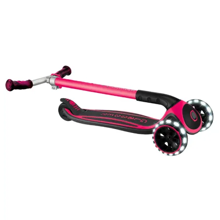 Monopattino per Bambini a 3 Ruote Fucsia Regolabile con Luci LED