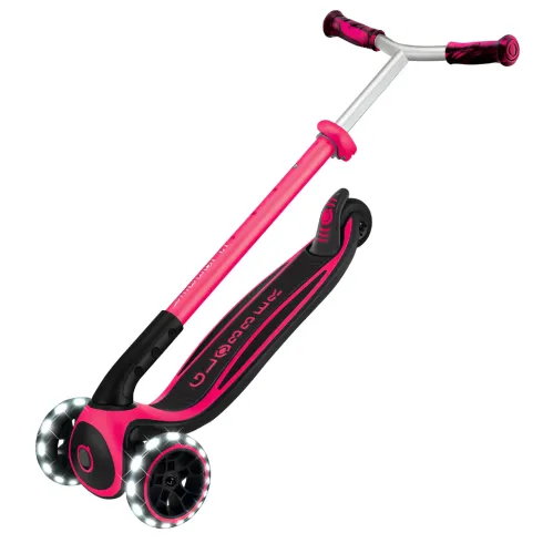 Monopattino per Bambini a 3 Ruote Fucsia Regolabile con Luci LED