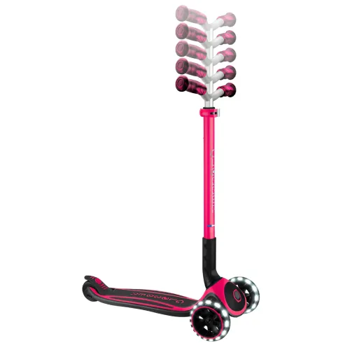 Monopattino per Bambini a 3 Ruote Fucsia Regolabile con Luci LED