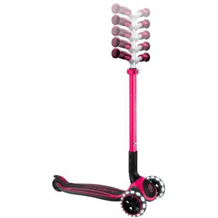 Monopattino per Bambini a 3 Ruote Fucsia Regolabile con Luci LED