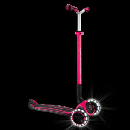 Monopattino per Bambini a 3 Ruote Fucsia Regolabile con Luci LED