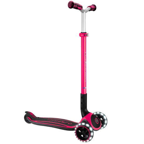 Monopattino per Bambini a 3 Ruote Fucsia Regolabile con Luci LED