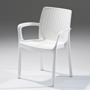 4 Sedie Poltrone Braccioli Keter Resina Bianco Rattan Esterno Giardino per Bar