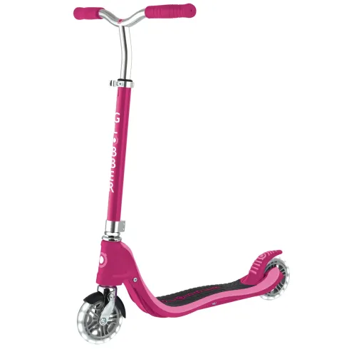 Monopattino Bimbi 2 Ruote Rosa Rubino Manubrio Regolabile Ruote LED