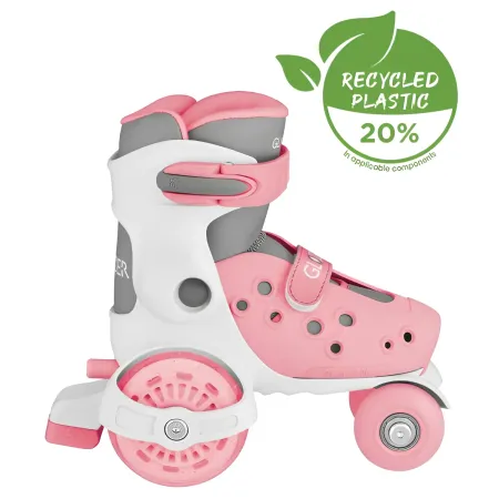 Pattini per Bambini 4 Ruote Regolabili Rosa Pastello Taglia 26-29