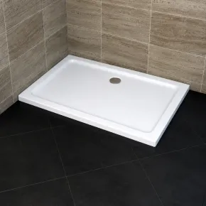 Piatto Doccia Acrilico 70 80 90 100 120 140 5cm Rettangolare Bianco con Piletta 2