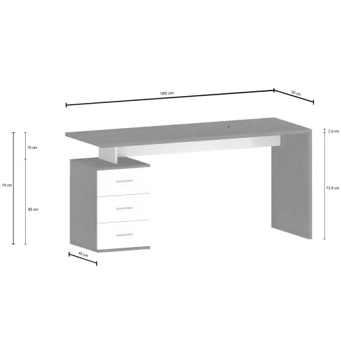 Scrivania con 3 Cassetti Bianco Report Ufficio Studio 160x60x75 cm
