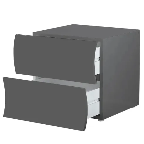 Comodino 2 Cassetti Antracite Opaco Report in Legno Camera da Letto