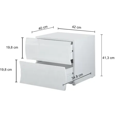 Comodino 2 Cassetti Antracite Opaco Report in Legno Camera da Letto