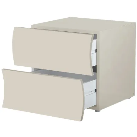 Comodino con 2 Cassetti Beige Cachemire in Legno Camera da Letto