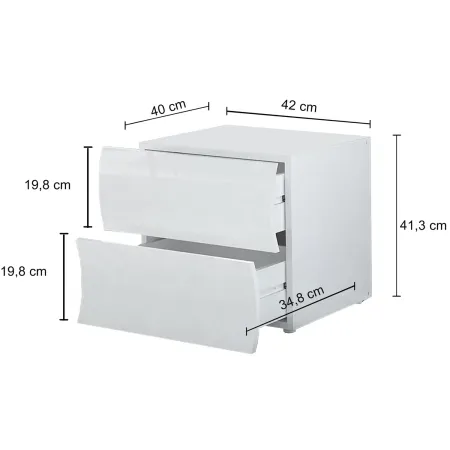 Comodino con 2 Cassetti Beige Cachemire in Legno Camera da Letto