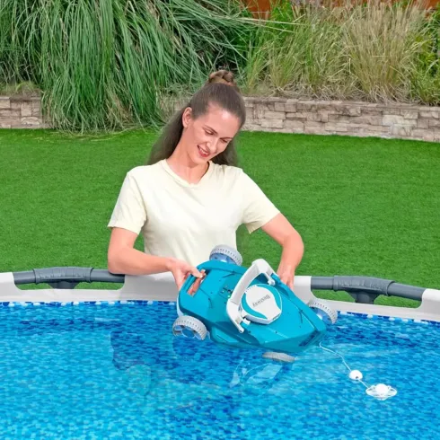 Robot Aspiratore Piscina Senza Filo Batteria Pulitore Fondo Piscina Automatico | Bricoshop24