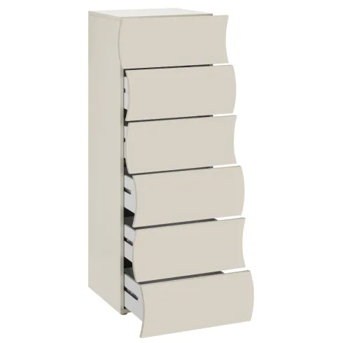 Cassettiera 6 Cassetti in Legno Beige Cachemire per Camera Ingresso