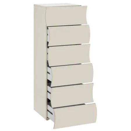 Cassettiera 6 Cassetti in Legno Beige Cachemire per Camera Ingresso