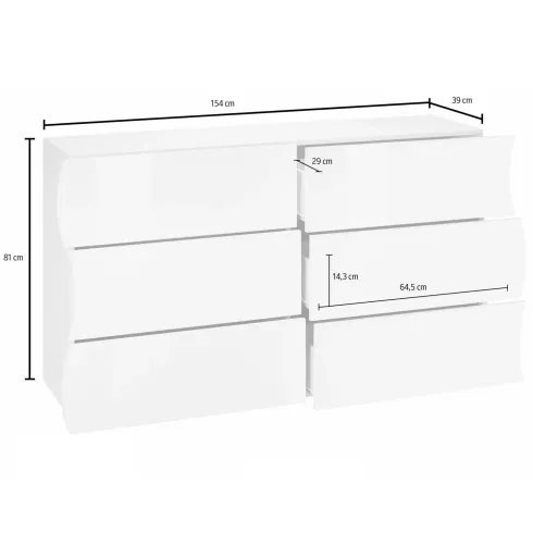 Cassettiera Madia 6 Cassetti 150 cm Legno Antracite Opaco Report