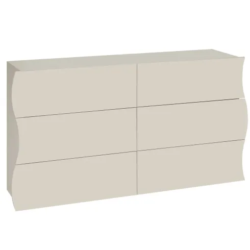 Cassettiera Madia 6 Cassetti 150 cm Legno Beige Cachemire Salone