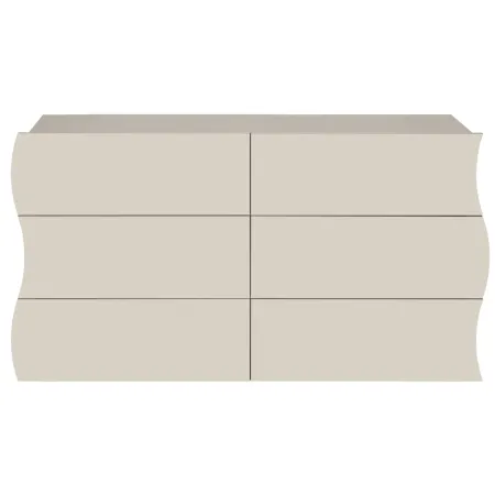 Cassettiera Madia 6 Cassetti 150 cm Legno Beige Cachemire Salone