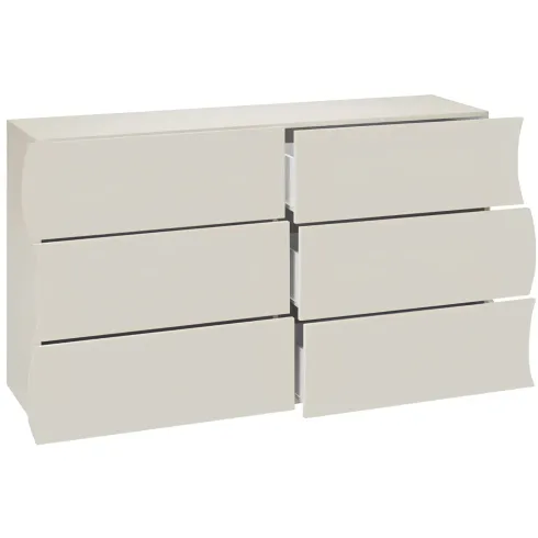 Cassettiera Madia 6 Cassetti 150 cm Legno Beige Cachemire Salone