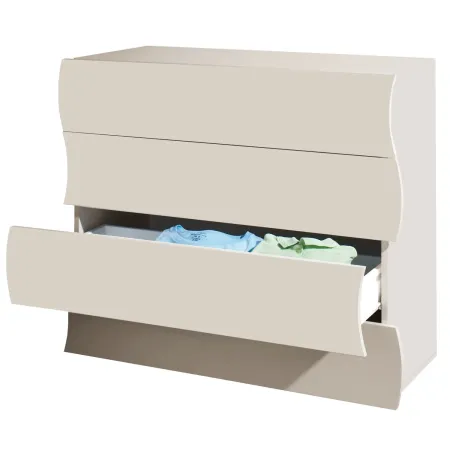 Cassettiera 4 Cassetti Madia in Legno Beige Cachemire Camera Ingresso