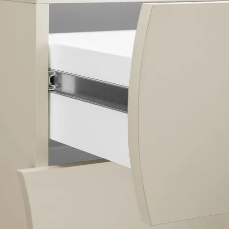 Cassettiera 4 Cassetti Madia in Legno Beige Cachemire Camera Ingresso