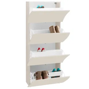 Scarpiera da Ingresso in Legno 4 Ante a Ribalta Beige Cachemire 2