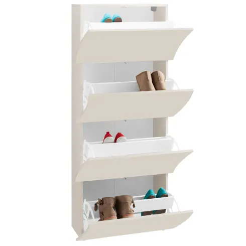 Scarpiera da Ingresso in Legno 4 Ante a Ribalta Beige Cachemire