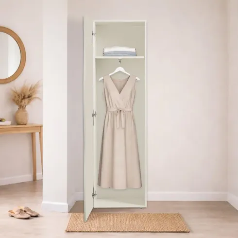 Armadio con 1 Anta Battente e Asta Appendiabiti Beige Cachemire
