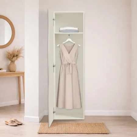 Armadio con 1 Anta Battente e Asta Appendiabiti Beige Cachemire
