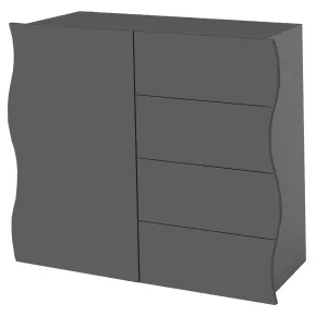Madia Salvaspazio 1 Anta 4 Cassetti Credenza Legno Antracite Report