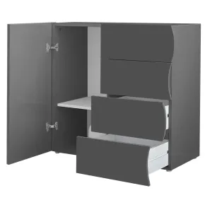 Madia Salvaspazio 1 Anta 4 Cassetti Credenza Legno Antracite Report 2
