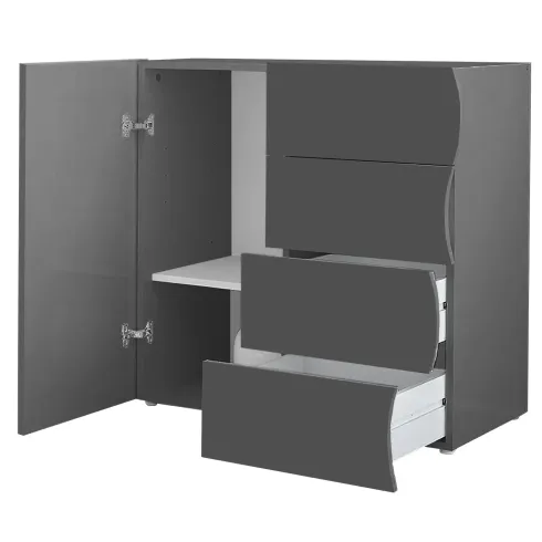 Madia Salvaspazio 1 Anta 4 Cassetti Credenza Legno Antracite Report