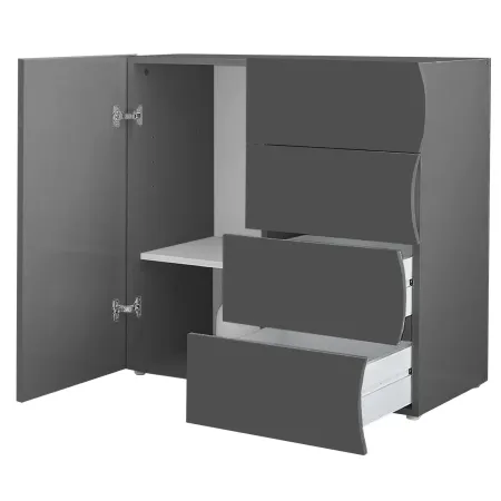 Madia Salvaspazio 1 Anta 4 Cassetti Credenza Legno Antracite Report