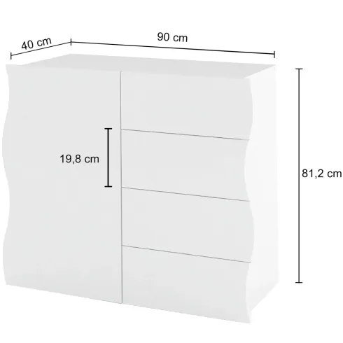 Madia Salvaspazio 1 Anta 4 Cassetti Credenza Legno Antracite Report