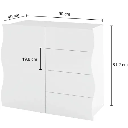 Madia Salvaspazio 1 Anta 4 Cassetti Credenza Legno Antracite Report