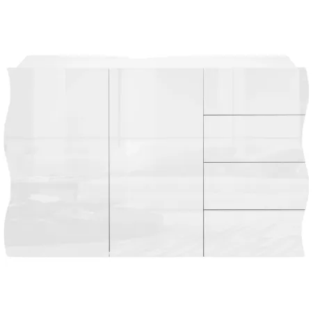 Madia a 2 Ante e 4 Cassetti Credenza in Legno Mobile Bianco da Ingresso