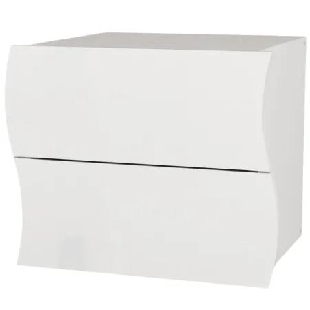 Comodino con 2 Cassetti in Legno Bianco Lucido Camera da Letto