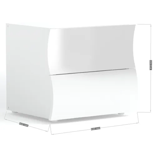 Comodino con 2 Cassetti in Legno Bianco Lucido Camera da Letto