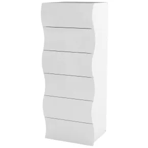 Settimino con 6 Cassetti Onda in Legno Bianco Lucido Camera Ingresso