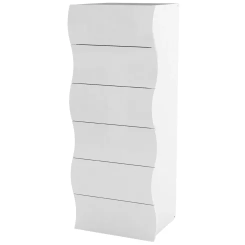 Settimino con 6 Cassetti Onda in Legno Bianco Lucido Camera Ingresso