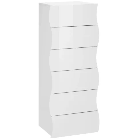 Settimino con 6 Cassetti Onda in Legno Bianco Lucido Camera Ingresso