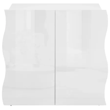 Madia a 2 Ante Bianco Lucido Credenza per Soggiorno Moderna Multifunzione