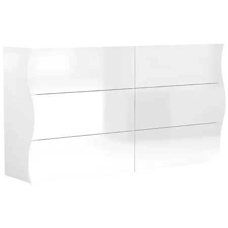 Credenza Orizzontale con 6 Cassetti Bianco Lucido per Soggiorno Madia
