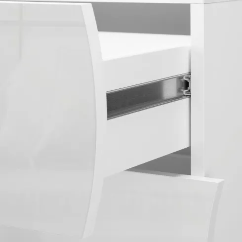 Credenza Orizzontale con 6 Cassetti Bianco Lucido per Soggiorno Madia